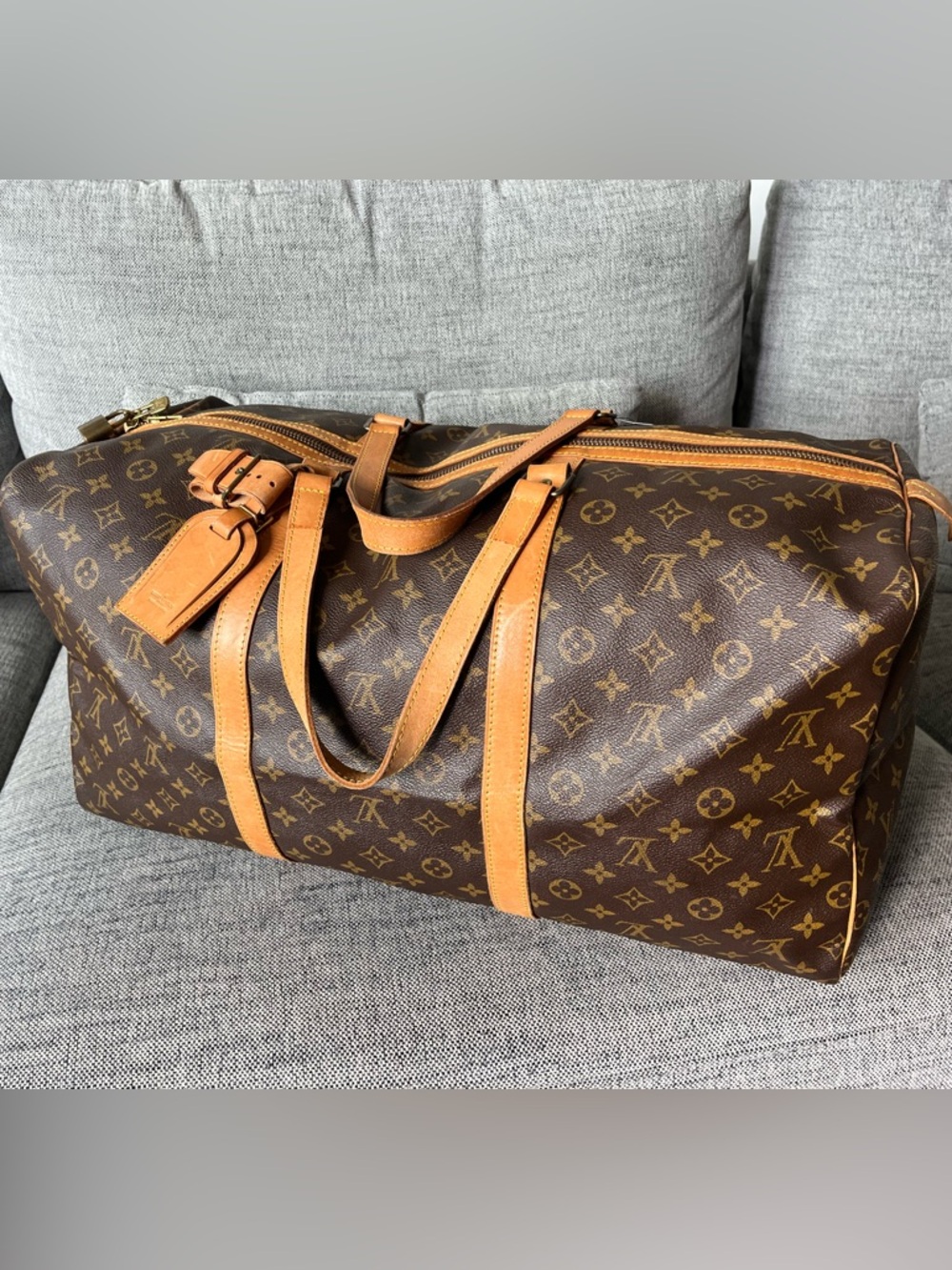 Louis Vuitton Brown Monogram Keepall 60 Bandouliere Duffel Travel Bag